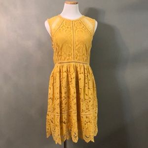 Yellow lace knee-length dress by Xhilaration.